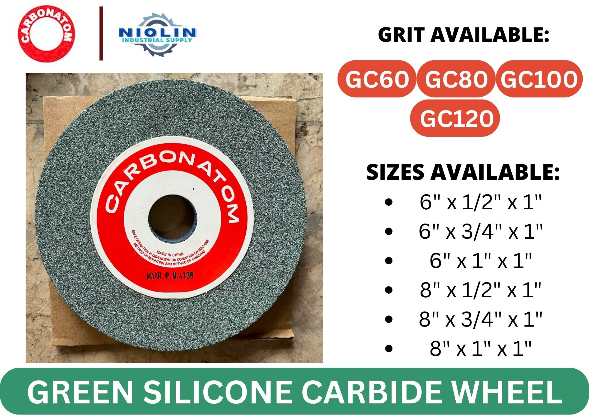 GREEN SILICONE CARBIDE Grinding Wheel CARBONATOM Niolin Industrial Supply