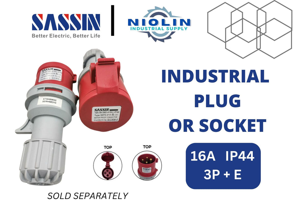 SASSIN Industrial Plug or Socket 16A  IP44 ( Sold Separately )