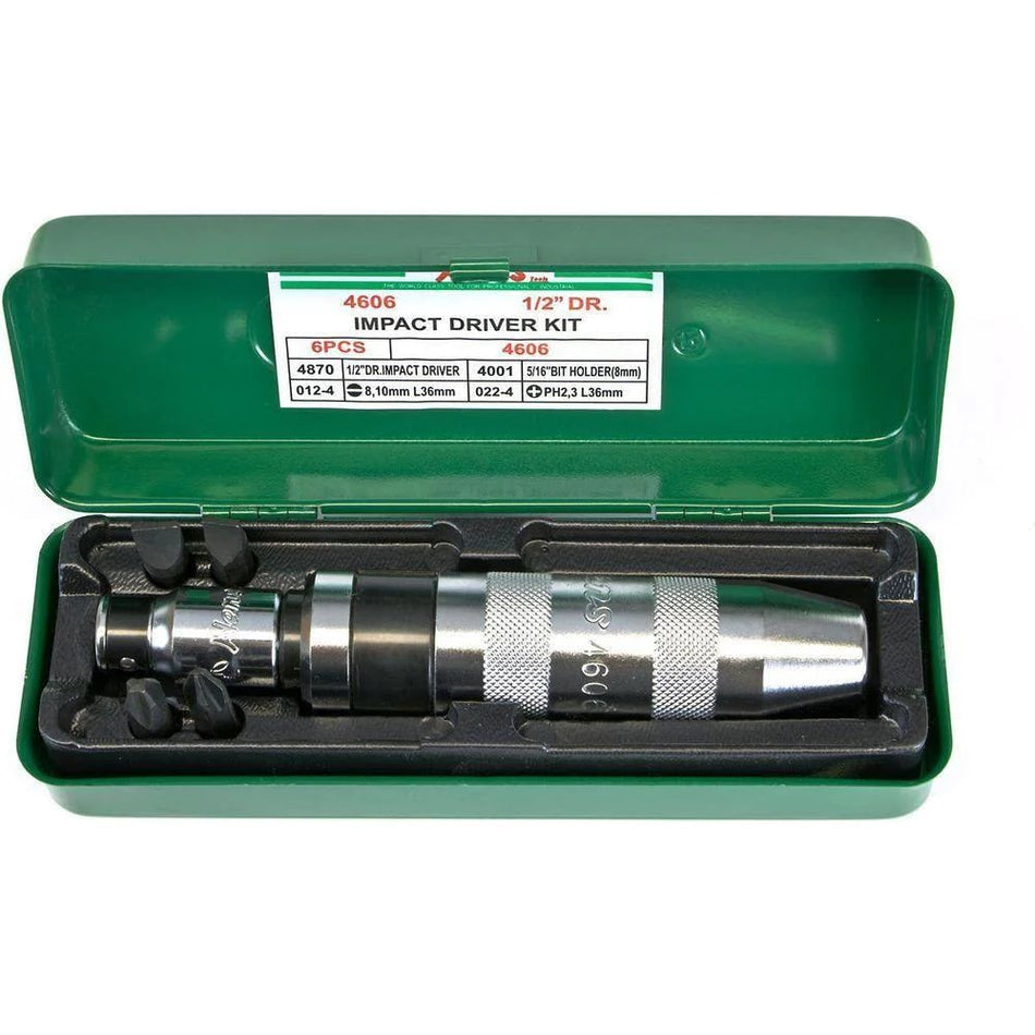 HANS 4606 Impact Driver Set 1/2" Drive with 4 pcs Bit