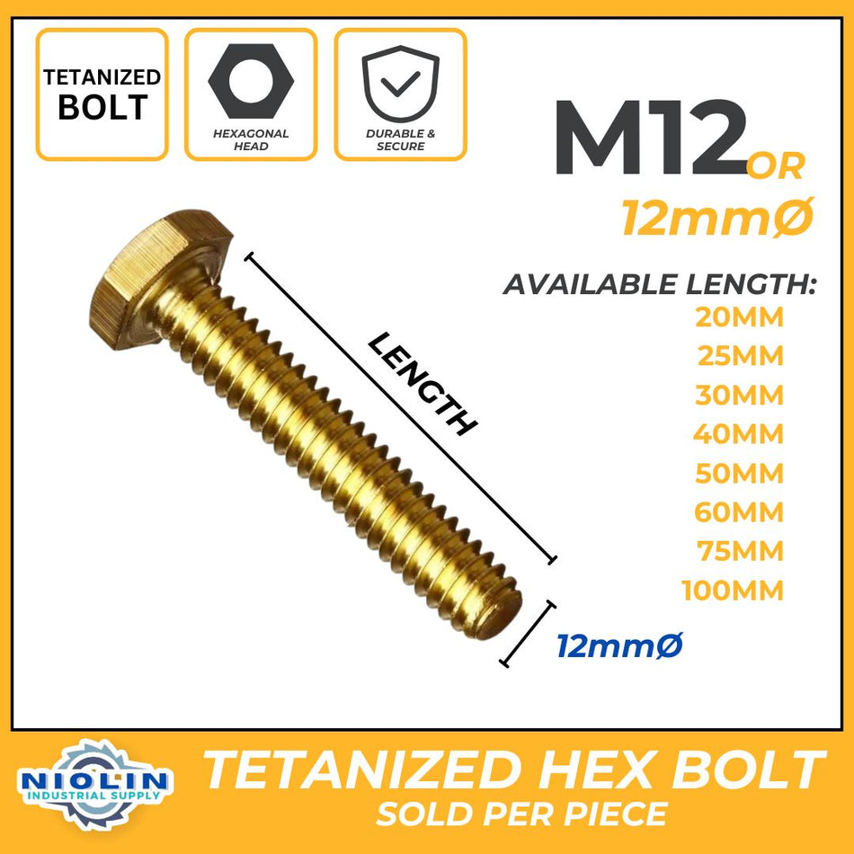 12MM TETANIZED HEX BOLT, NUT & GI FLAT WASHER