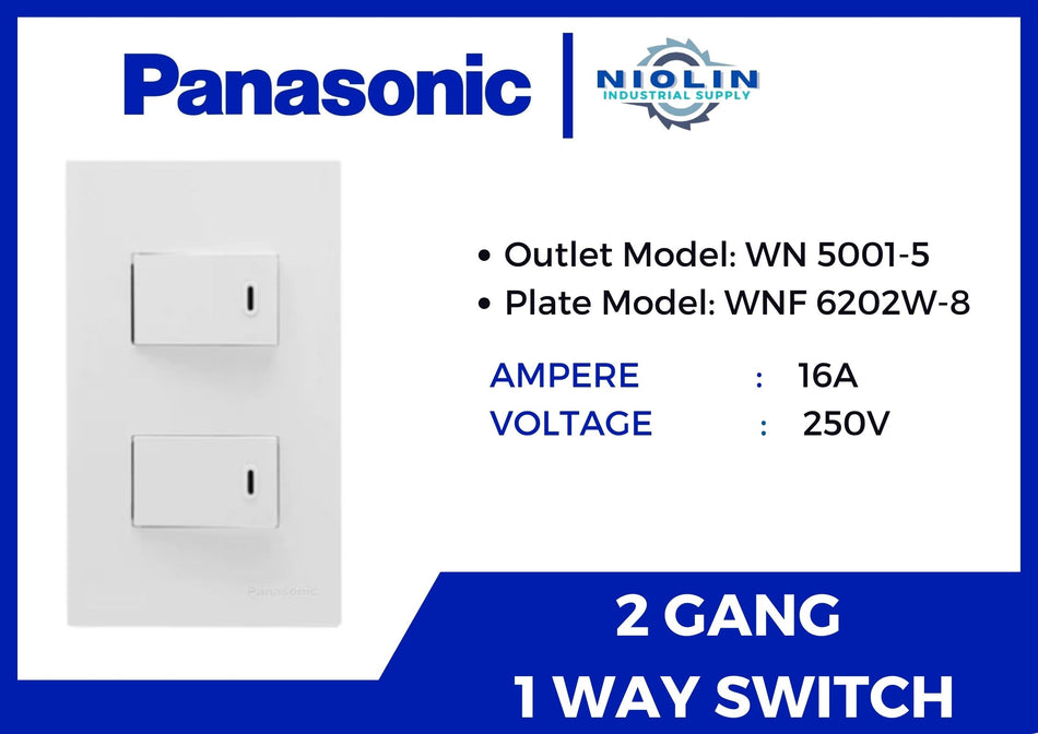 PANASONIC 2 Gang 1 Way Switch with Plate ( WN series )