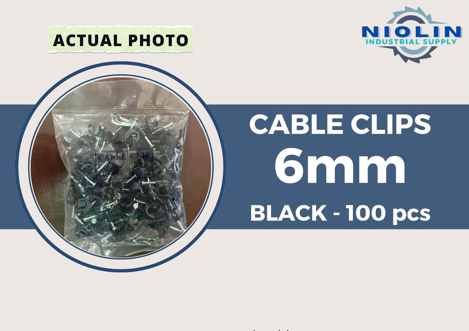 Cable Clips Round with Nails (BLACK - 6 MM)