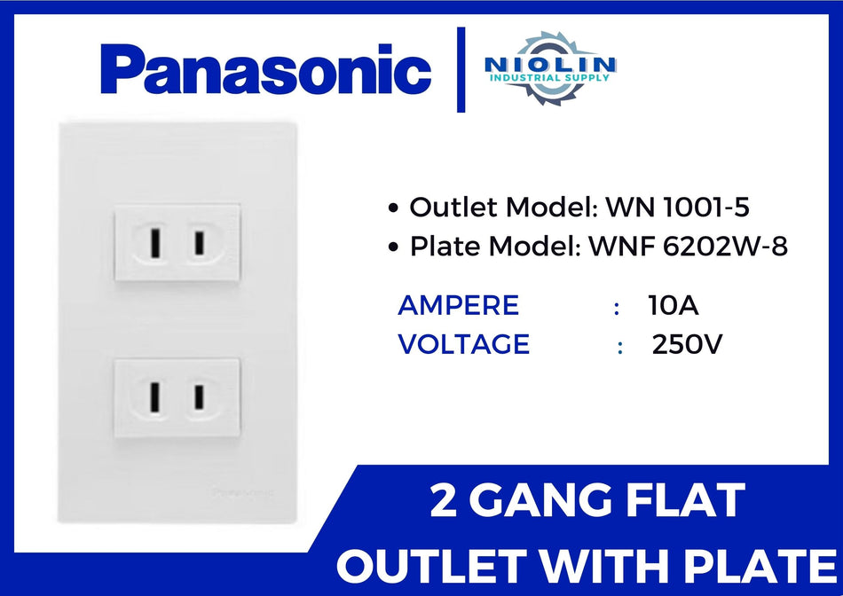 PANASONIC 2 Gang Flat Outlet with Plate ( WN series )