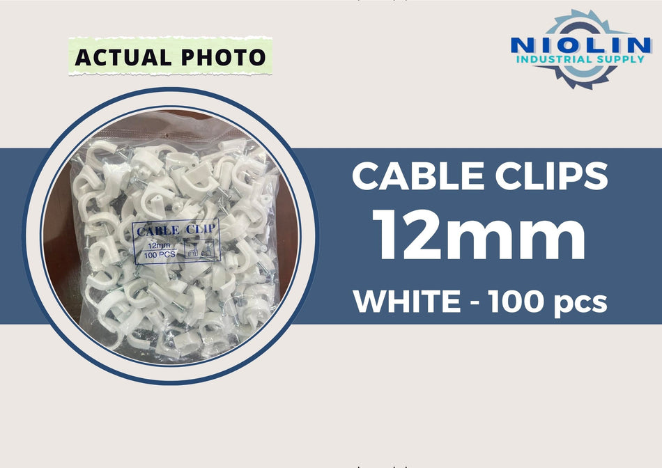 Cable Clips Round with Nails (WHITE - 12 MM)