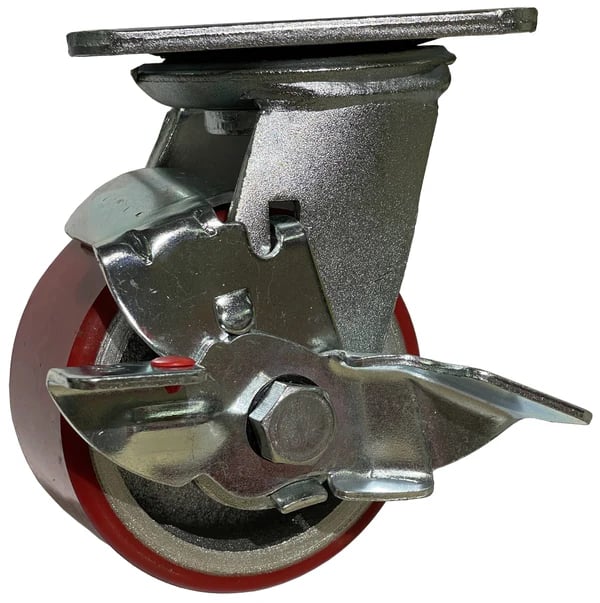 GLOBE POLYURETHANE  + Cast Iron Caster SWIVEL W/ BRAKE (Cap.280-420kg)