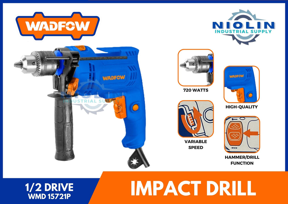 WADFOW Electric Impact Drill 720W - 13mm Capacity w/ Variable Speed