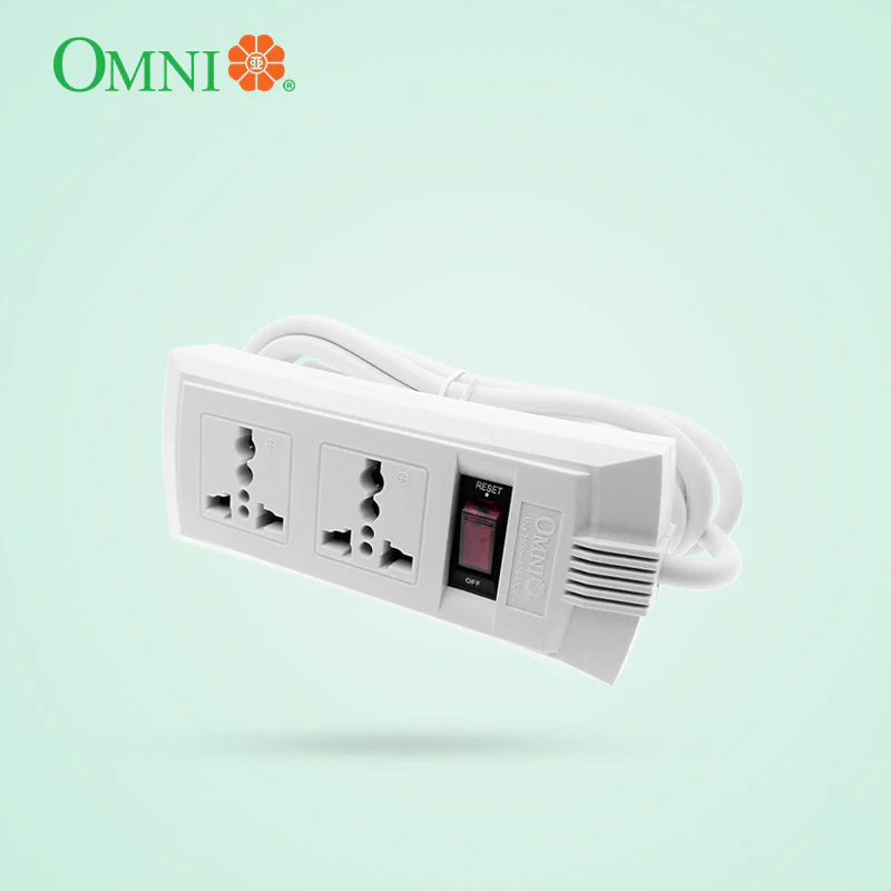 OMNI Universal Outlet Extension Cord 2-Gang with Switch 10A