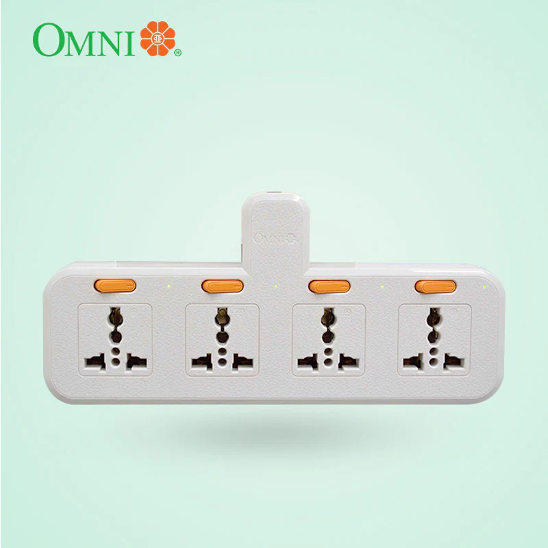 OMNI 4-Gang Wall Universal Adapter with Individual Switch & Power Indicator