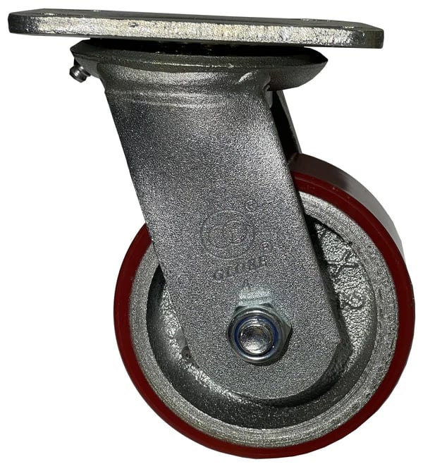 GLOBE POLYURETHANE + Cast Iron Caster SWIVEL - RED COLOR (Cap.280-420kg)