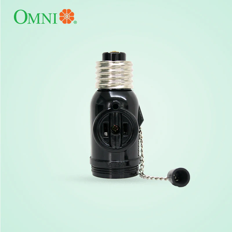 OMNI Chain Pull Socket with 2-Flat Pin Outlets 3A 250V