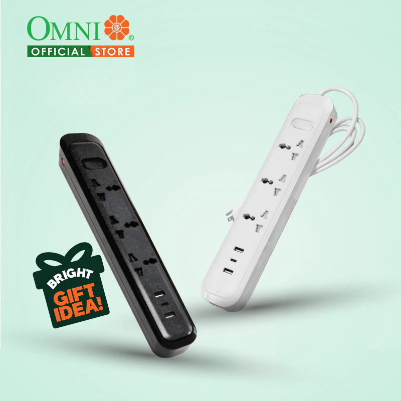 OMNI Travel Extension Cord 3-Gang with 3 USB Outlet