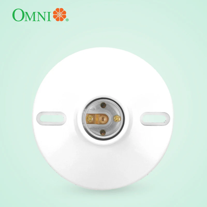 OMNI E27 Ceiling Receptacle 4 1/4" Diameter with Screw 6A 250V (White)