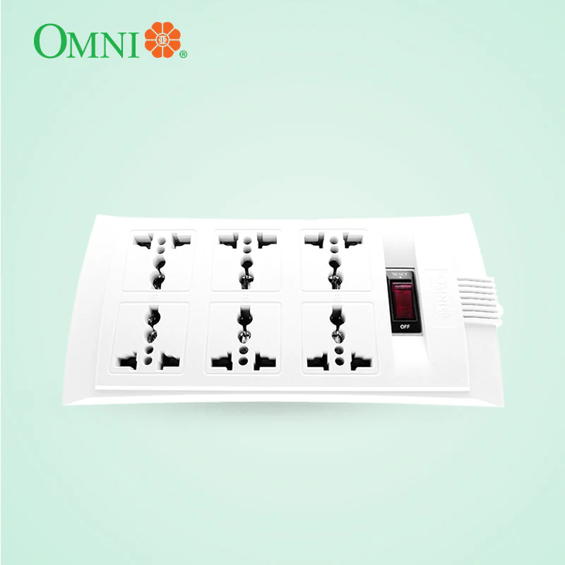 OMNI Universal Outlet Extension Cord 6-Gang with Switch 10A