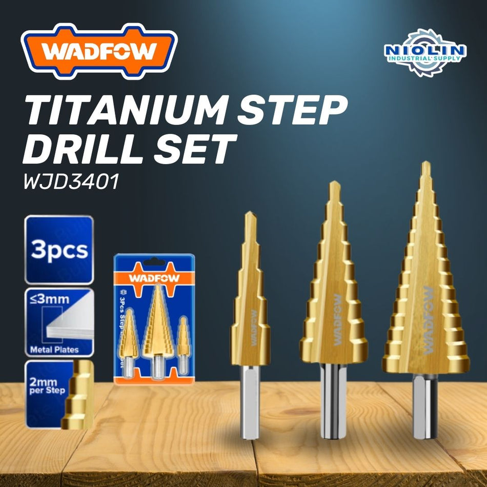 WADFOW 3PCS STEP DRILL BIT SET