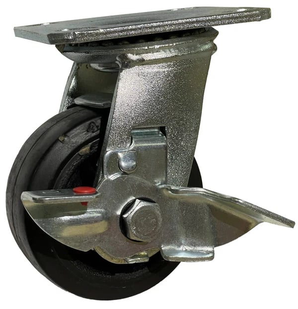GLOBE Rubber + Cast Iron Caster SWIVEL W/ BRAKE