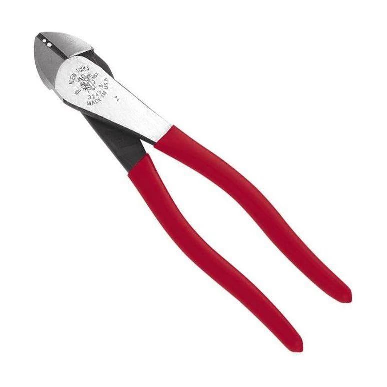 KLEIN HIGH LEVERAGE DIAGONAL CUTTING PLIERS - W/ STRIPPING HOLES (D243-8)