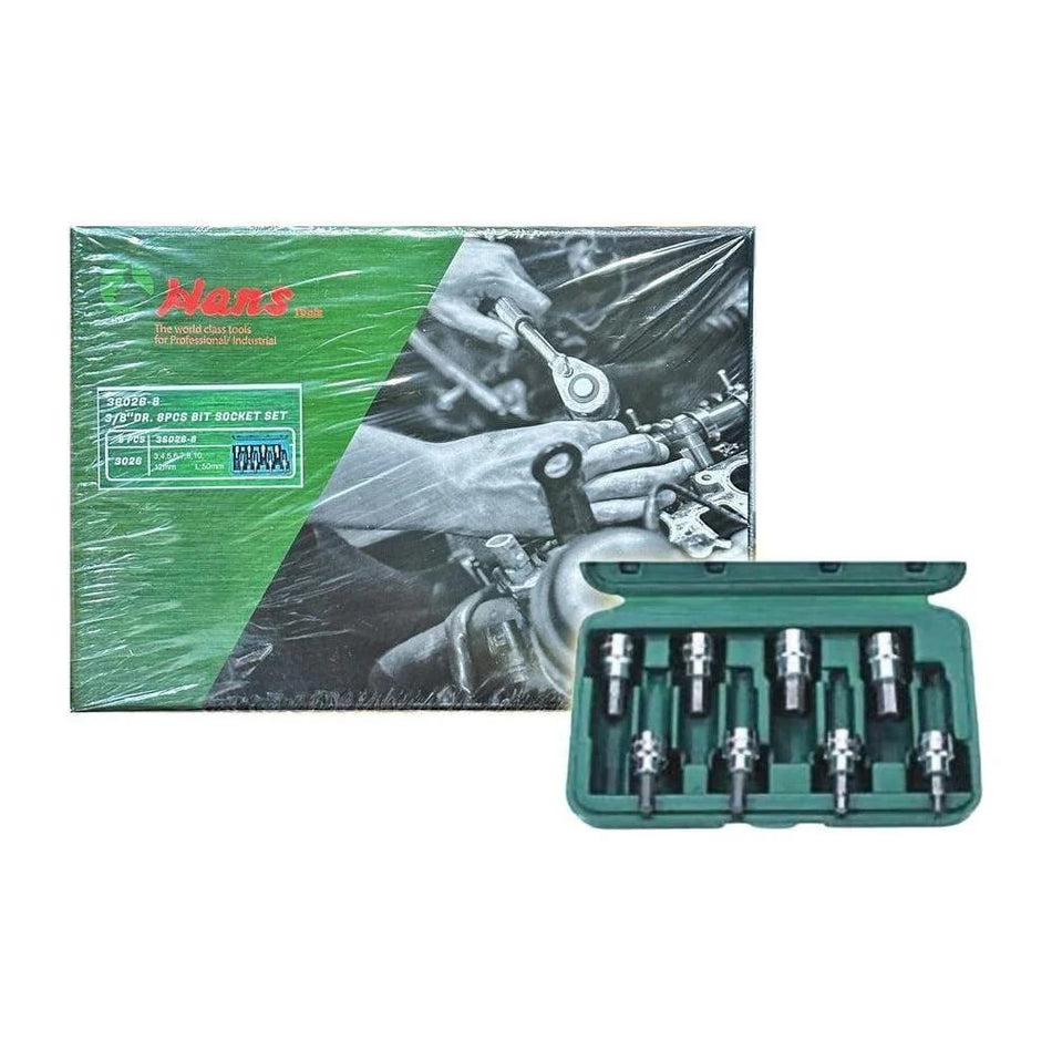 HANS 36026-8 3/8" Drive 9pcs Hex Bit Socket Wrench Set