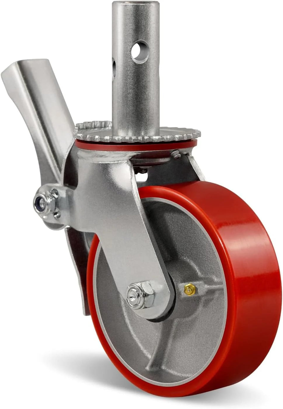GLOBE PU + Cast Iron Caster SHANK for SCAFFOLDING (red color)