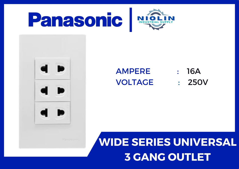 Panasonic Wide Series Universal 3 Gang Outlet