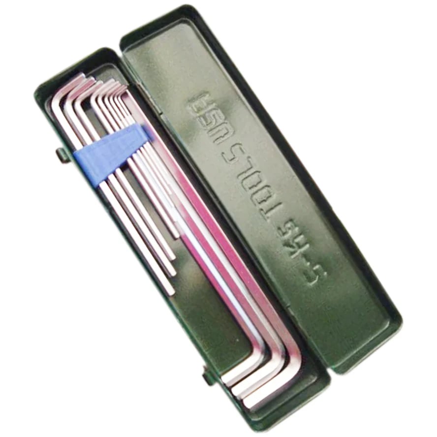 S-Ks Extra Long Arm Allen Wrench Set with Metal Case (Chrome)