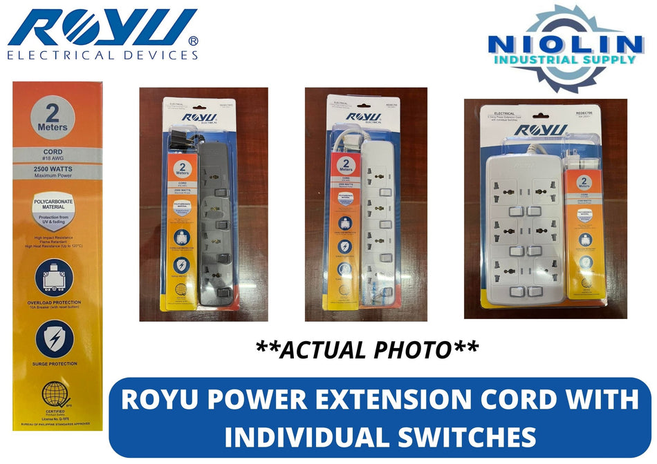 ROYU Power Extension Cord with Individual Switches