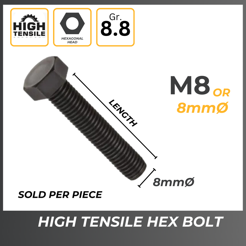 HIGH TENSILE HEX BOLT 8MM