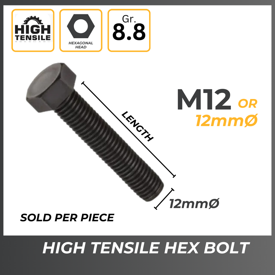 HIGH TENSILE HEX BOLT 12MM