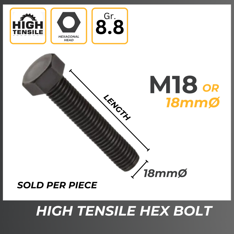 HIGH TENSILE HEX BOLT 18MM