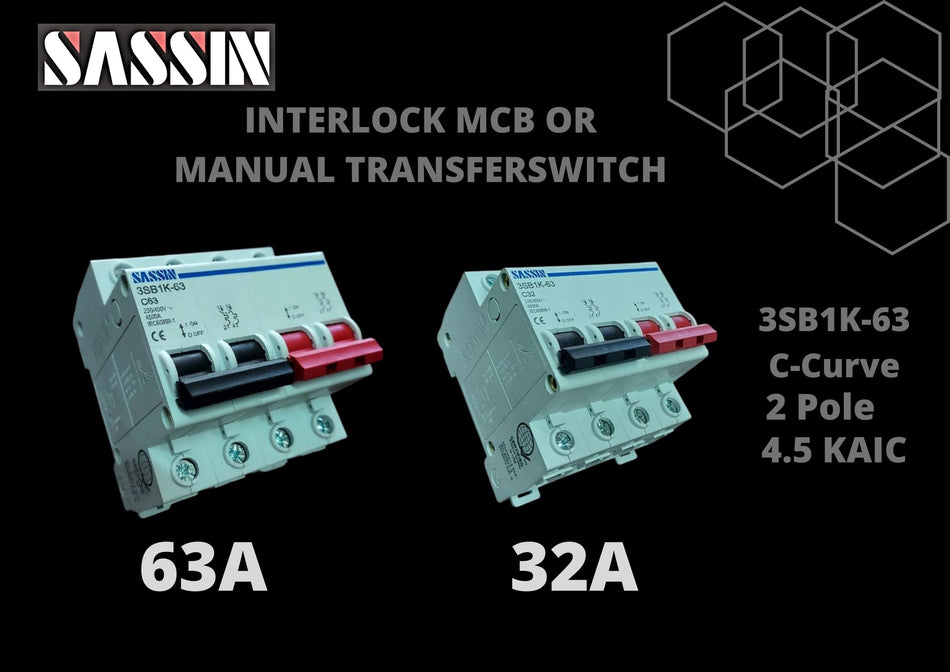 SASSIN Manual Transfer Switch / Interlock MCB ( 32A or 63A )