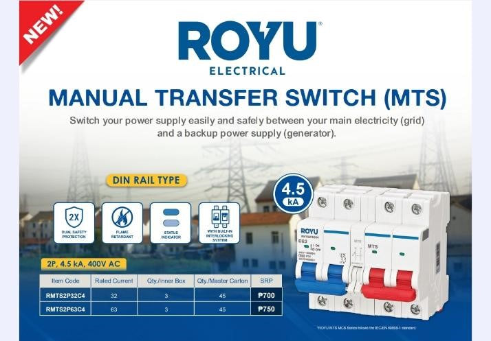 ROYU MANUAL TRANSFER SWITCH – Niolin Industrial Supply