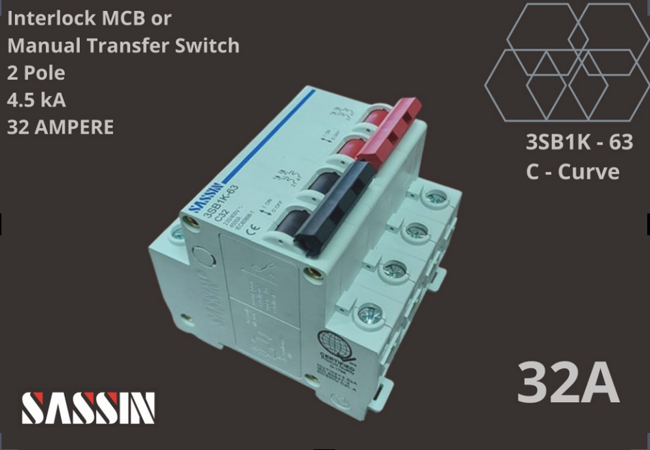 SASSIN Manual Transfer Switch / Interlock MCB 32A