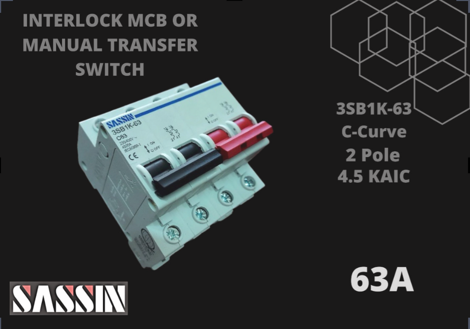 SASSIN Manual Transfer Switch / Interlock MCB 63A