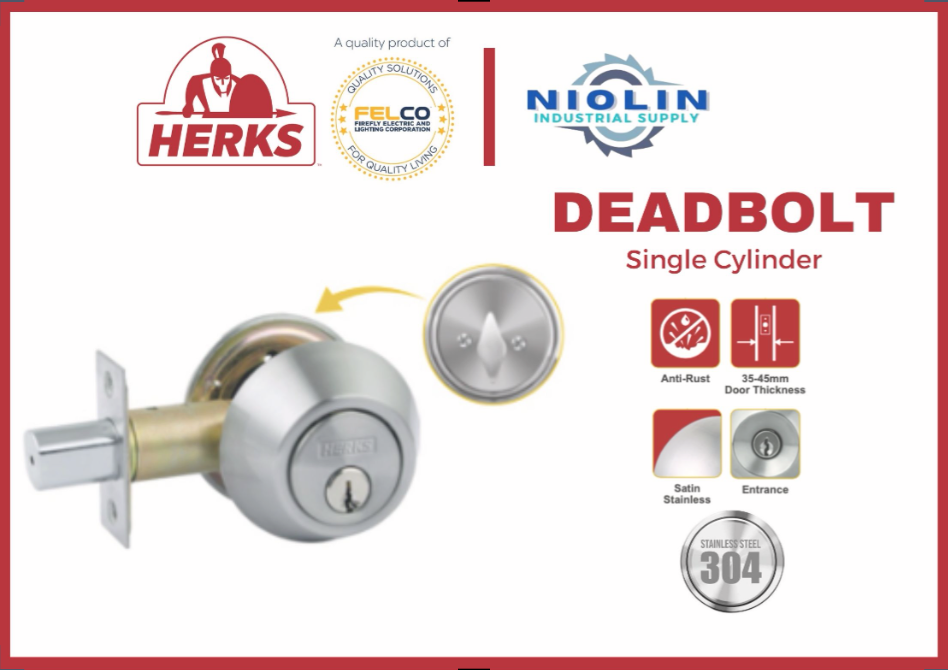 HERKS By Firefly - Stainless Deadbolt Single Cylinder