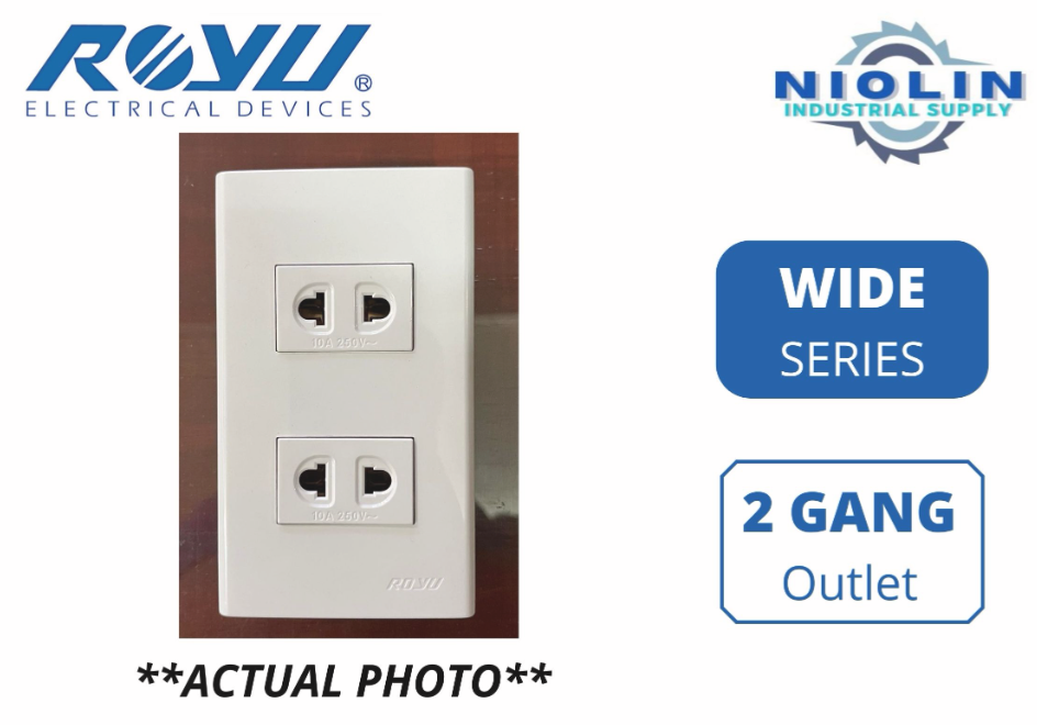 ROYU Wide Series - 2 Gang Outlet