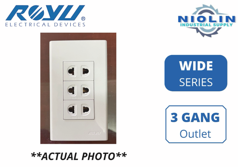 ROYU Wide Series - 3 Gang Outlet