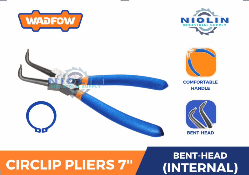 WADFOW Bent Head Internal SNAP RING PLIER 7" / 180mm