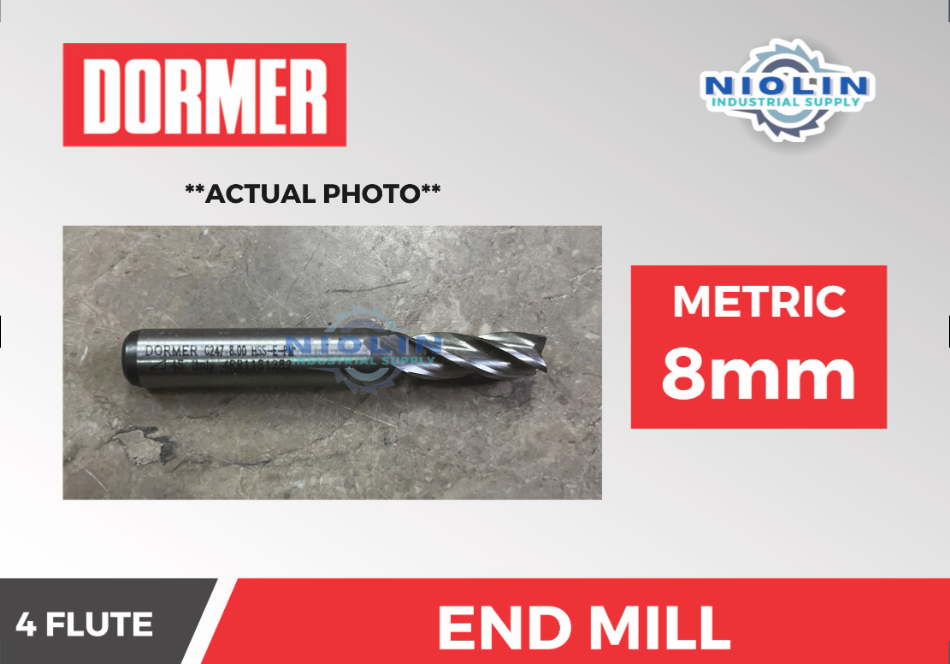 DORMER END MILL 4 FLUTE - 8mm