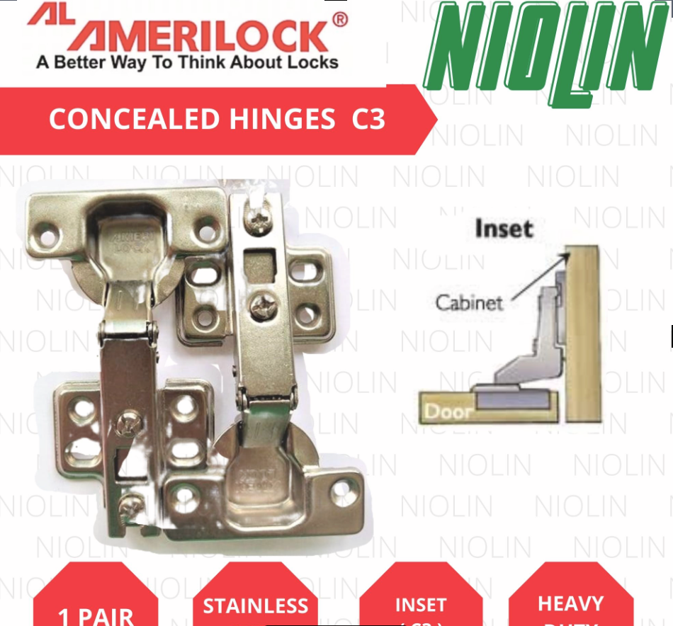 1 pair Amerilock Concealed Hinges C3 ( Inset )