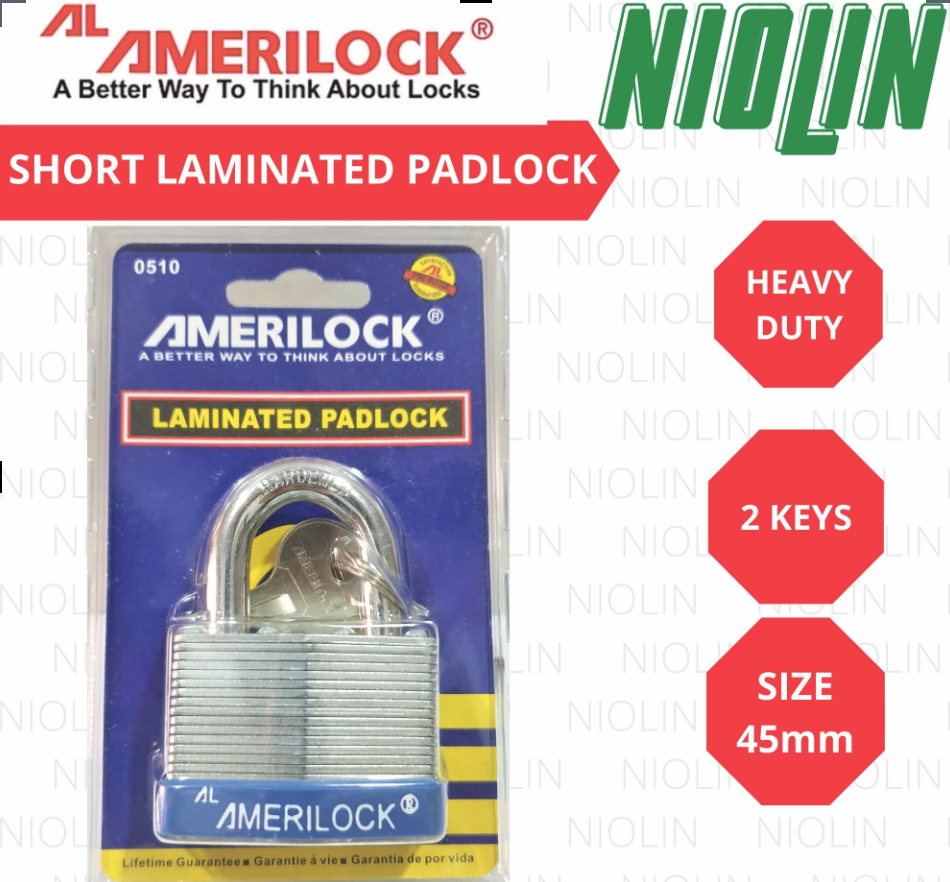 Amerilock Laminated Padlock Short Shackle 45mm