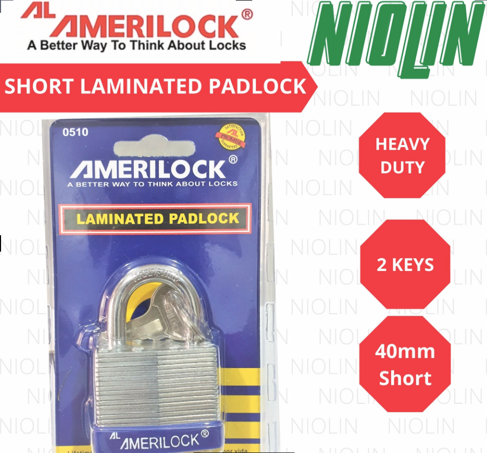 Amerilock Laminated Padlock Short Shackle 40mm