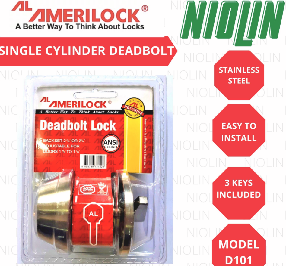 Amerilock Deadbolt Lock Stainless Single Cylinder ( AL 101 S/S )