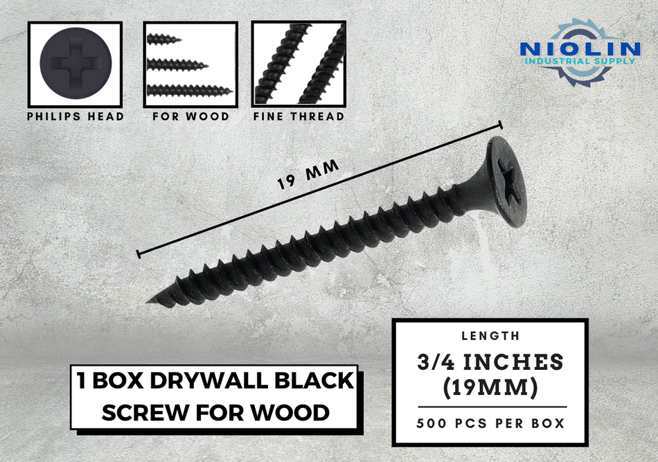 1 Box Drywall Black Screw 3/4 inch (19mm)