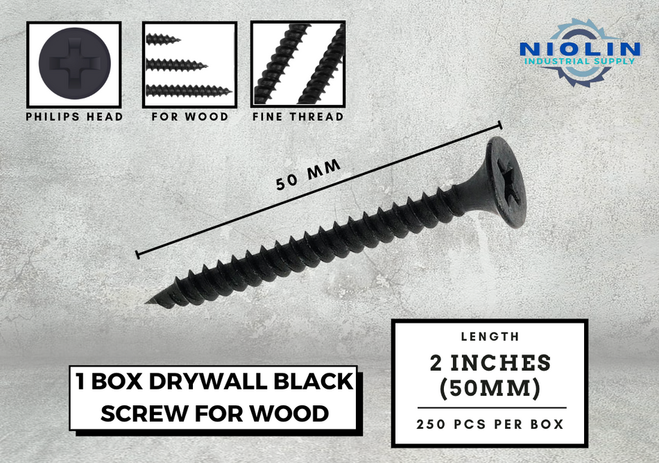 1 Box Drywall Black Screw 2 inch (50mm)