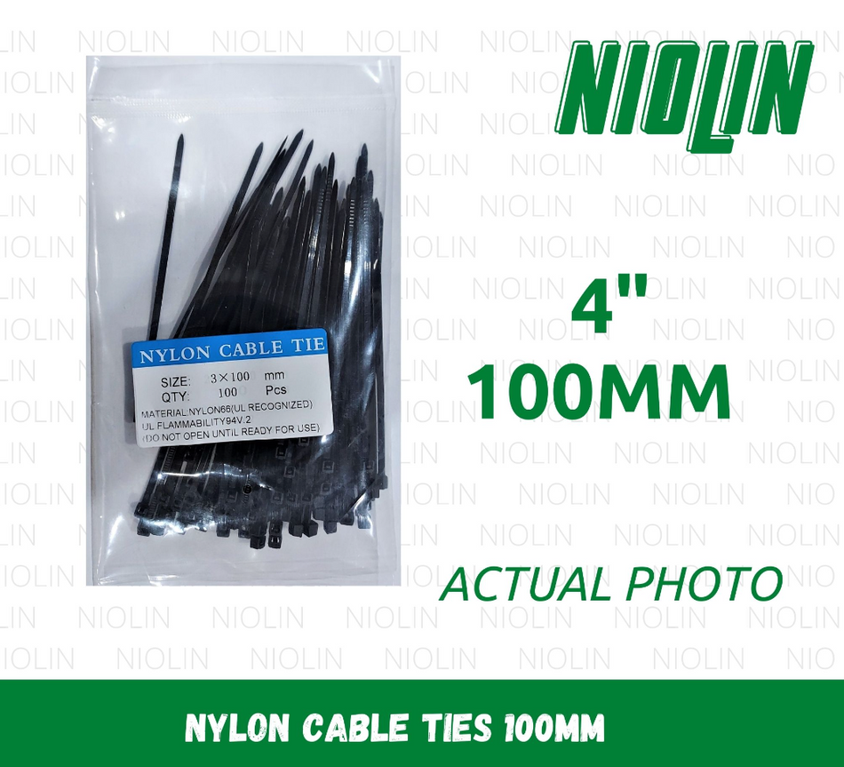 BLACK Nylon Cable Ties (100pcs/pack) - 4 inches