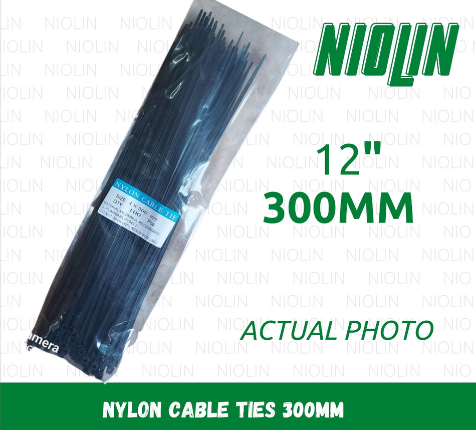 BLACK Nylon Cable Ties (100pcs/pack) - 12 inches