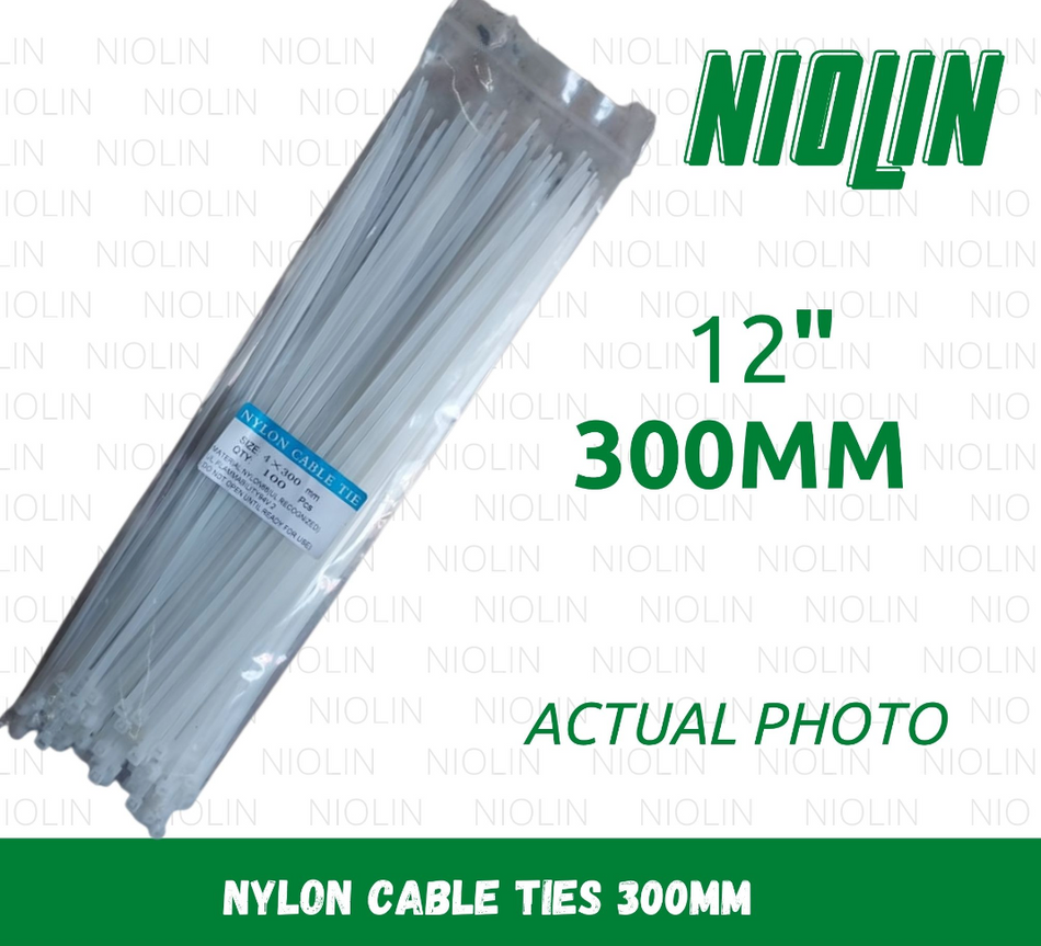 WHITE Nylon Cable Ties (100pcs/pack) - 12 inches