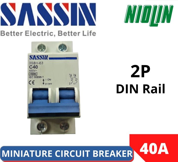 Sassin Miniature Circuit Breaker 2 Pole 40 Amperes