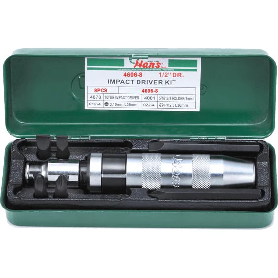 HANS  4606-8 Impact Driver Set 1/2" Drive with 6 pcs Bit