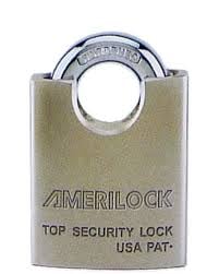 AMERILOCK PEARL SATIN FINISH BRASS PADLOCK AL 3003 (w/ 4 keys side guard)